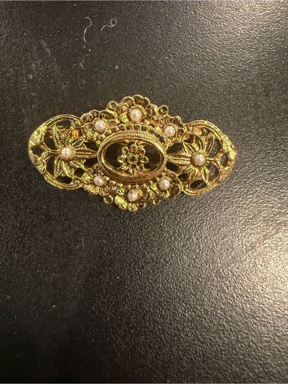 Vintage Gold Filigree Pearl Accent Brooch - Elegant Women's Jewelry